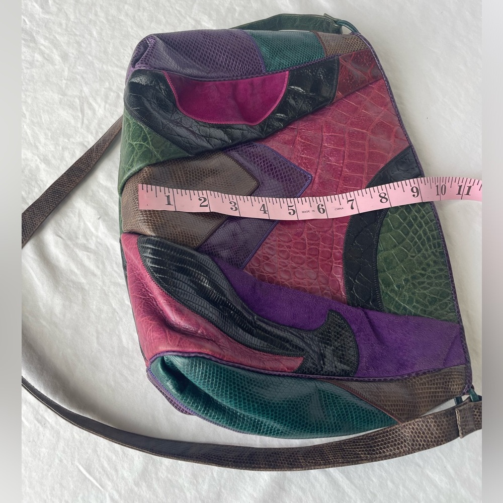 Leather Vintage Sharif Patchwork Purse | Jewel Tones | Crossbody Fantasy - Picture 10 of 16